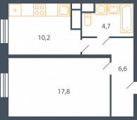 1-комнатная квартира 40,3 м²
